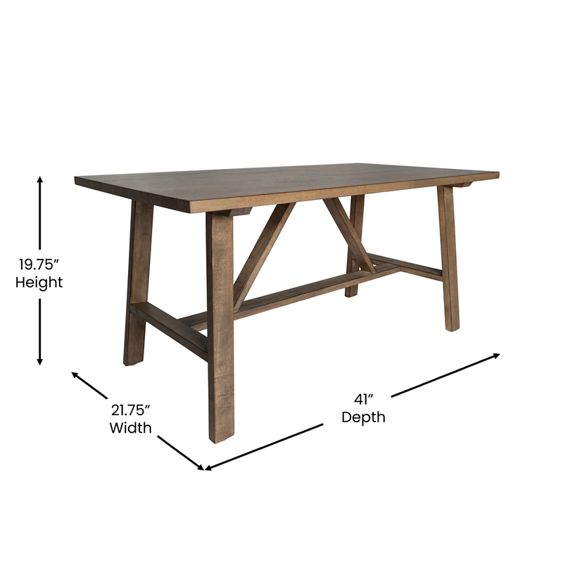 Solid Wood Farmhouse Trestle Style Coffee Table in Rustic Brown