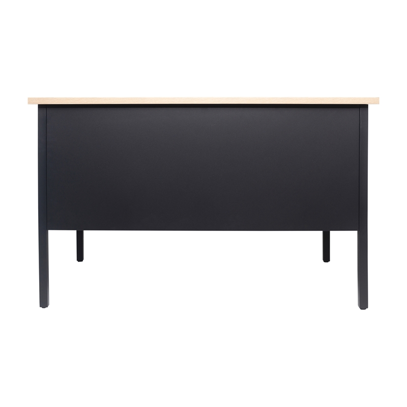 Commercial Right Side Single Pedestal Desk-3 Locking Drawers in White Oak-30x48