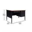 Commercial Right Side Single Pedestal Desk-3 Locking Drawers in Walnut-30x48