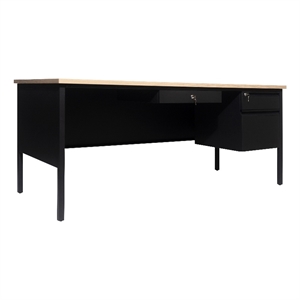Commercial Right Side Single Pedestal Desk-3 Locking Drawers in White Oak-30x70