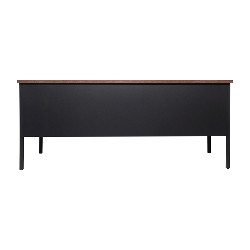 Commercial Right Side Single Pedestal Desk-3 Locking Drawers in Walnut-30x70