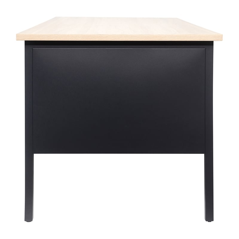 Commercial Double Pedestal Desk with 5 Locking Drawers in White Oak-50x60