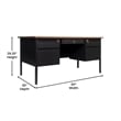 Commercial Double Pedestal Desk with 5 Locking Drawers in Walnut-50x60