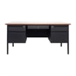 Commercial Double Pedestal Desk with 5 Locking Drawers in Walnut-50x60