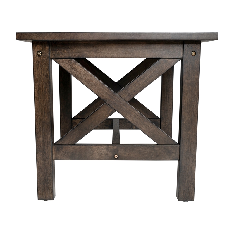 Flash Furniture Solid Wood Traditional Farmhouse End Table in Dark Gray