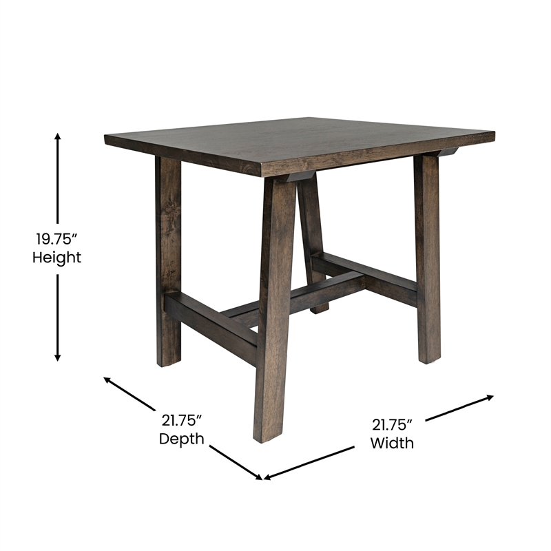 Flash Furniture Solid Wood Farmhouse Trestle Style End Table in Dark Gray