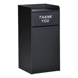 Wood Tray Top Receptacle in Black - Commercial Grade Push Door Trash Can