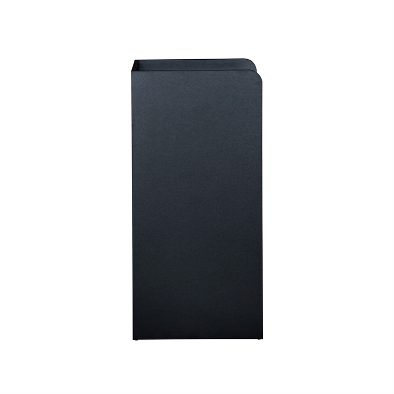 Wood Tray Top Receptacle in Black - Commercial Grade Push Door Trash Can