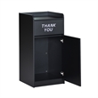 Wood Tray Top Receptacle in Black - Commercial Grade Push Door Trash Can