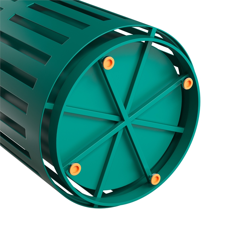 Commercial Outdoor Round Slatted Steel 37 Gallon Trash Can with Inner Bin in Grn