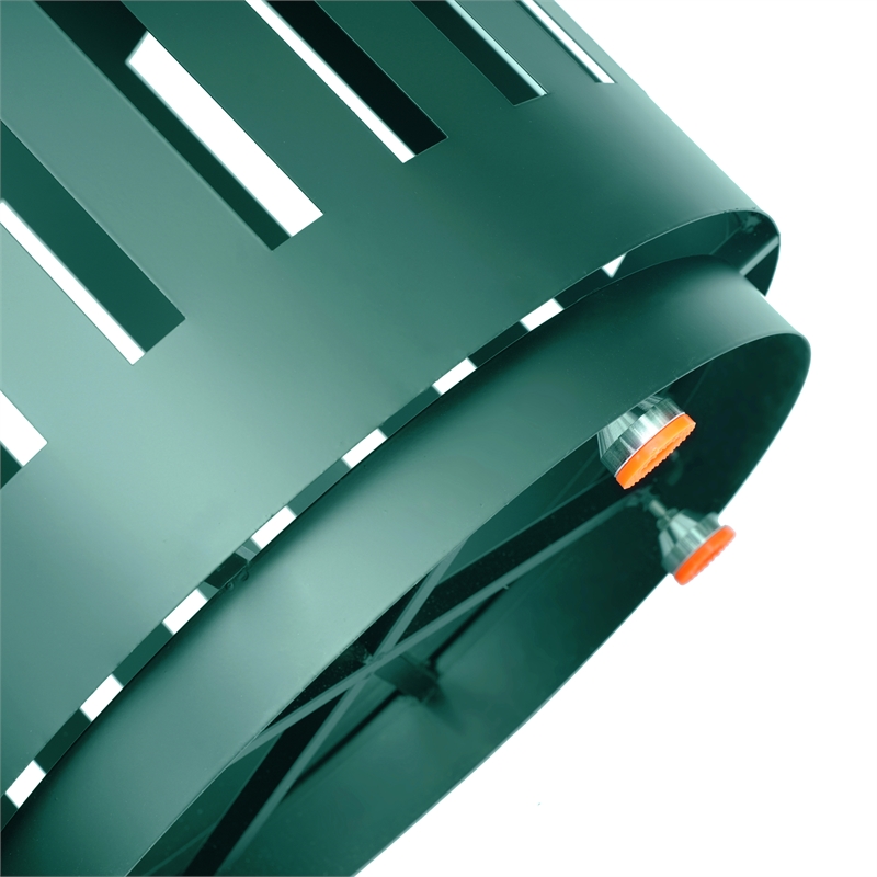 Commercial Outdoor Round Slatted Steel 37 Gallon Trash Can with Inner Bin in Grn