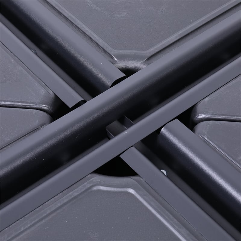 Universal Cantilever Umbrella Base with Grooved Handles and Wheels in Black