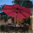 Commercial 9 FT 32 LED Light Solar Umbrella with Crank and Tilt Function in Red