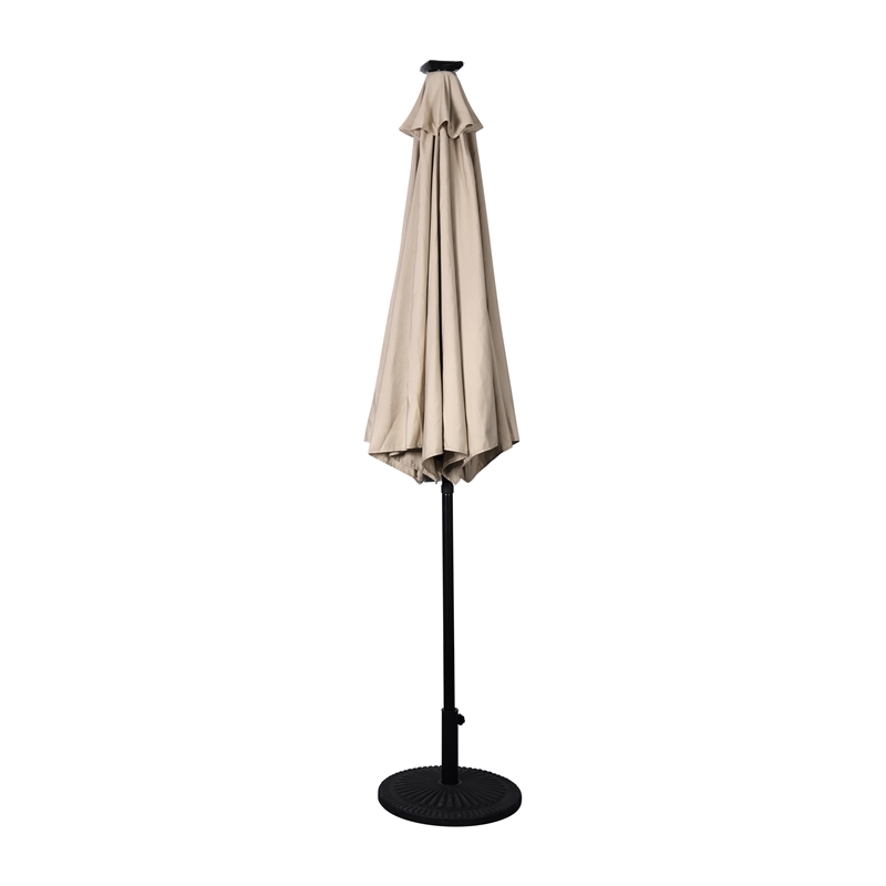 Flash Furniture Montego Commercial Grade 9ft Round Solar LED Umbrella with Crank Lift and Tilt Function