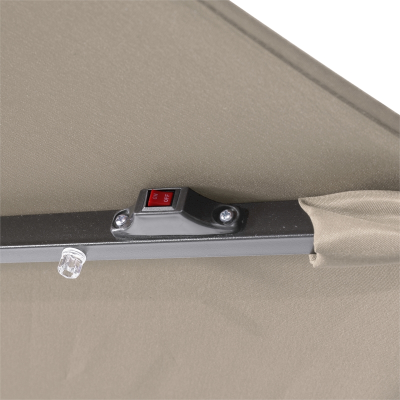Flash Furniture Montego Commercial Grade 9ft Round Solar LED Umbrella with Crank Lift and Tilt Function