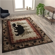 Wandering Bear and Cub Rustic Olefin Area Rug in Brown - Jute Backing - 6' x 9'
