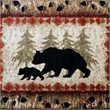 Wandering Bear and Cub Rustic Olefin Area Rug in Brown - Jute Backing - 6' x 9'