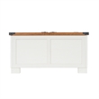 Farmhouse Coffee Table with Hinged Lift Top and Storage in White/Rustic Oak