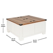Farmhouse Coffee Table with Hinged Lift Top and Storage in White/Rustic Oak
