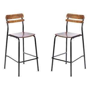 2PK Commercial Solid Wood Bar Stools with Black Frames and Antique Copper Finish