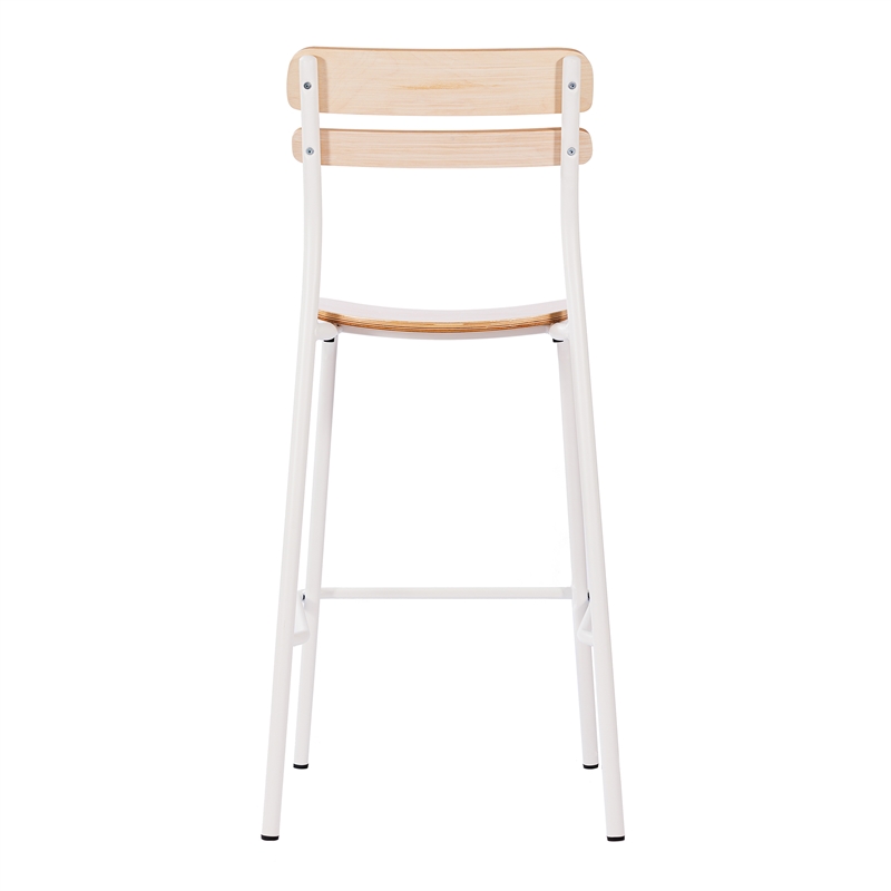 2PK Commercial Solid Wood Bar Stools with White Frames and Antique White Finish