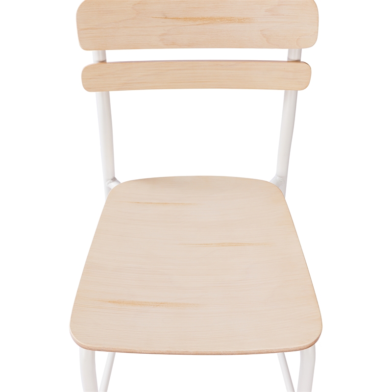 2PK Commercial Solid Wood Bar Stools with White Frames and Antique White Finish