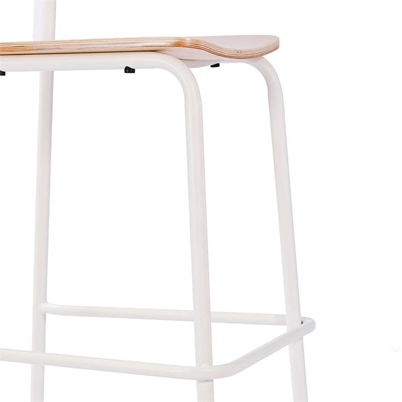 2PK Commercial Solid Wood Bar Stools with White Frames and Antique White Finish