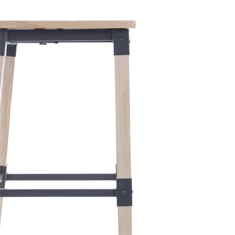 2 Pack Commercial Rustic Antique White Industrial Style Wood Dining Barstool