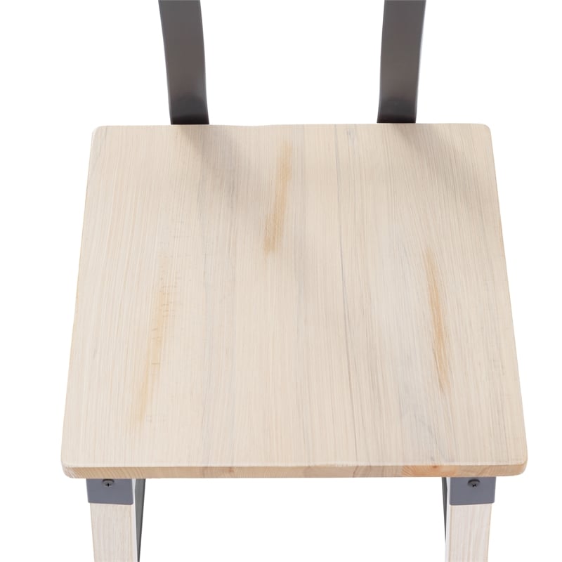 2 Pack Commercial Rustic Antique White Industrial Style Wood Dining Barstool