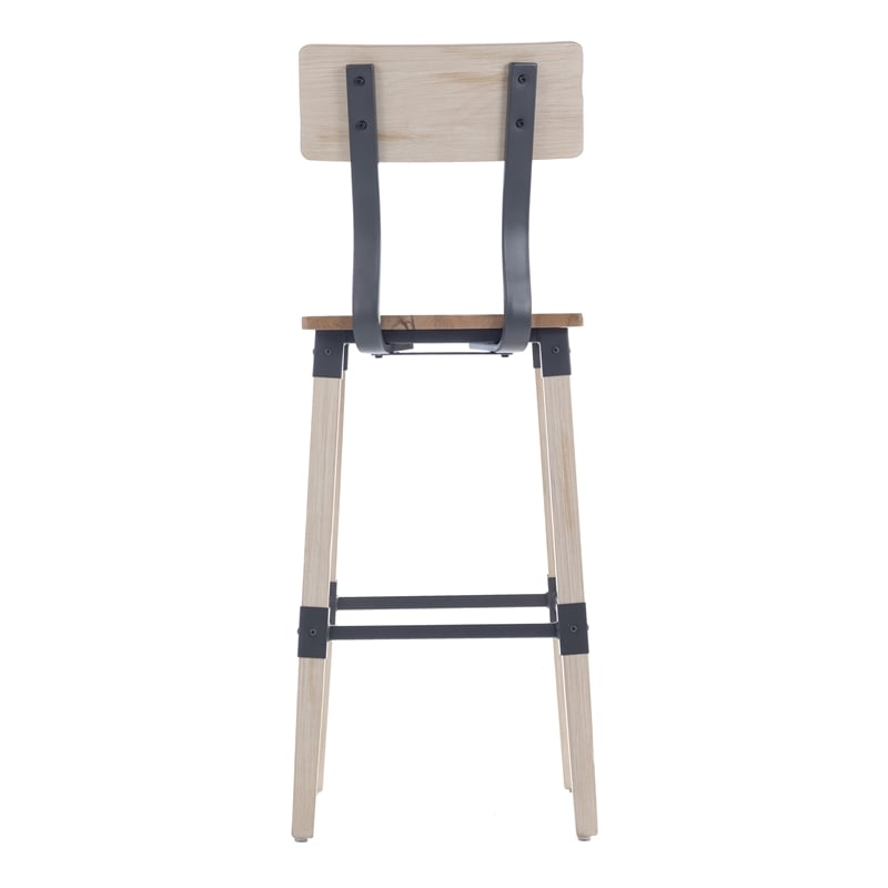 2 Pack Commercial Rustic Antique White Industrial Style Wood Dining Barstool