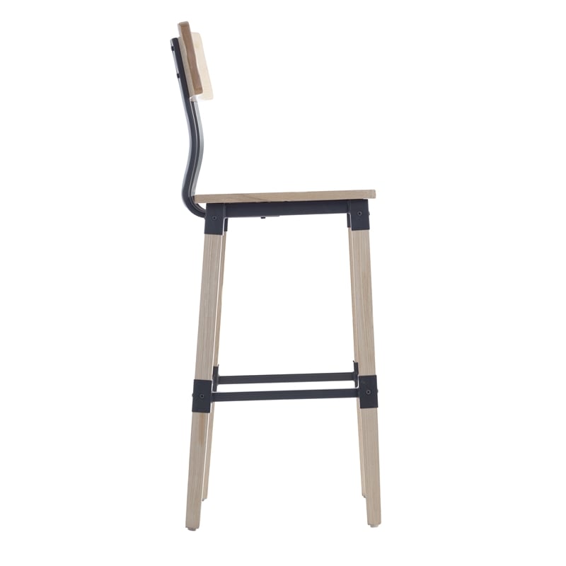 2 Pack Commercial Rustic Antique White Industrial Style Wood Dining Barstool