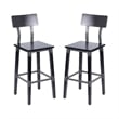 2 Pack Commercial Rustic Black Industrial Style Wood Dining Barstool