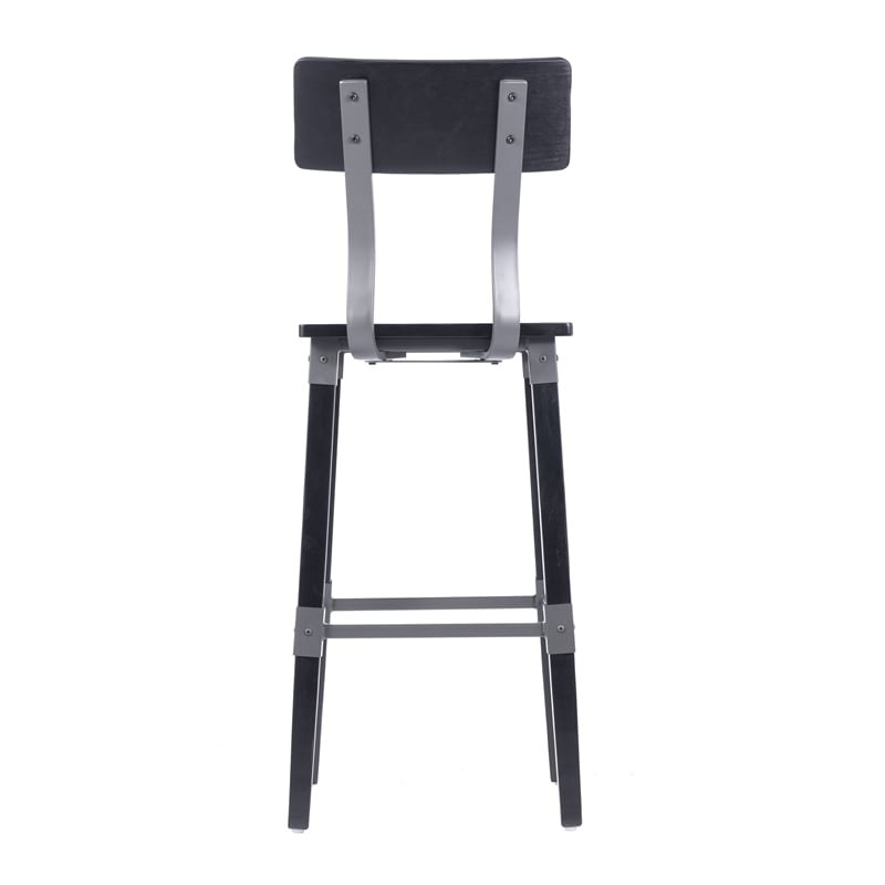 2 Pack Commercial Rustic Black Industrial Style Wood Dining Barstool