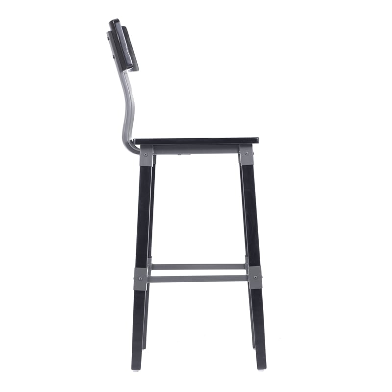 2 Pack Commercial Rustic Black Industrial Style Wood Dining Barstool