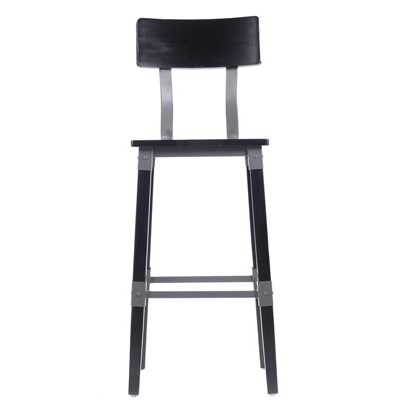 2 Pack Commercial Rustic Black Industrial Style Wood Dining Barstool