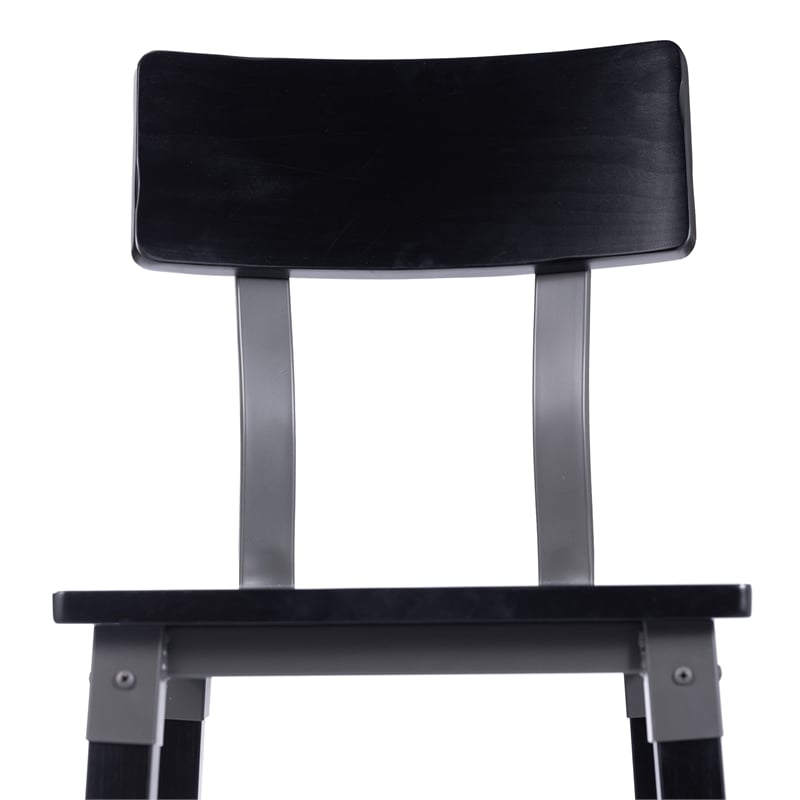 2 Pack Commercial Rustic Black Industrial Style Wood Dining Barstool