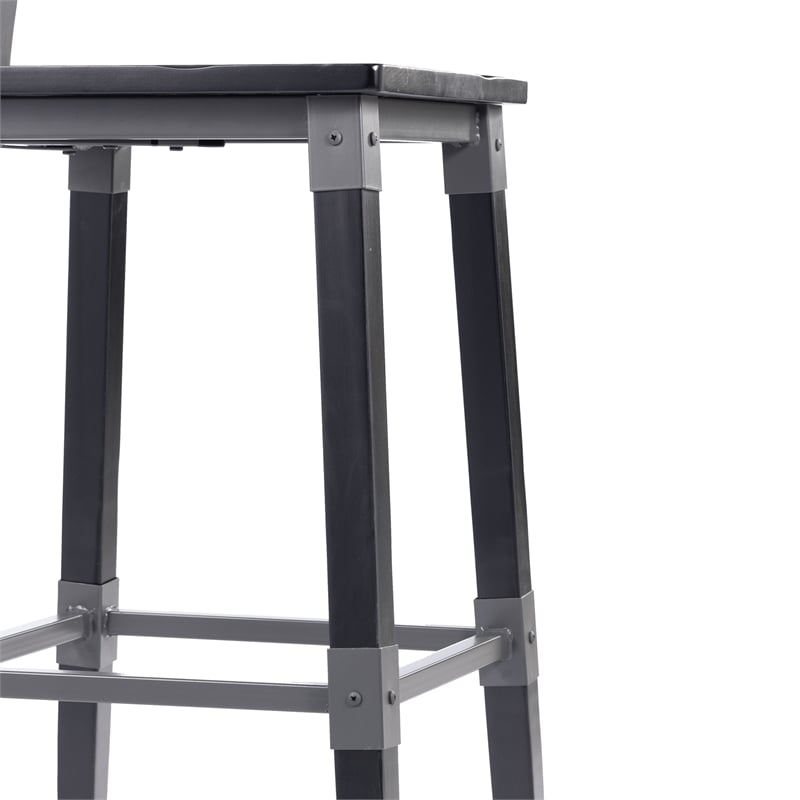 2 Pack Commercial Rustic Black Industrial Style Wood Dining Barstool