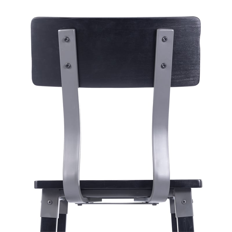 2 Pack Commercial Rustic Black Industrial Style Wood Dining Barstool
