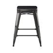 All-Weather Black Commercial Backless Counter Stools-Black Poly Seat-4 PK