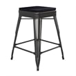 All-Weather Black Commercial Backless Counter Stools-Black Poly Seat-4 PK