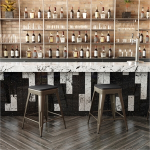 All-Weather GN Commercial Backless Counter Stools-Black Poly Seat-4 PK