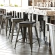 All-Weather GN Commercial Backless Counter Stools-Black Poly Seat-4 PK