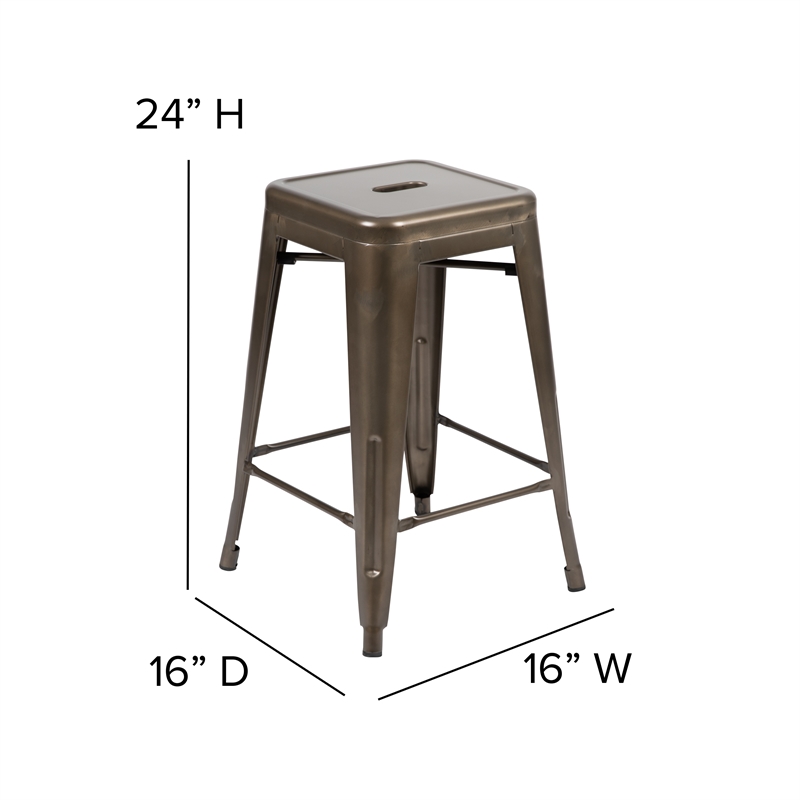 All-Weather GN Commercial Backless Counter Stools-Black Poly Seat-4 PK