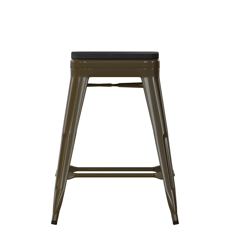 All-Weather GN Commercial Backless Counter Stools-Black Poly Seat-4 PK