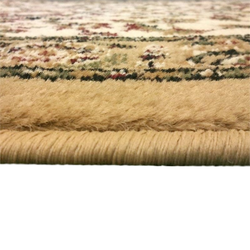 Multipurpose Style Olefin Medallion Motif Area Rug in Ivory - 3' x 15'