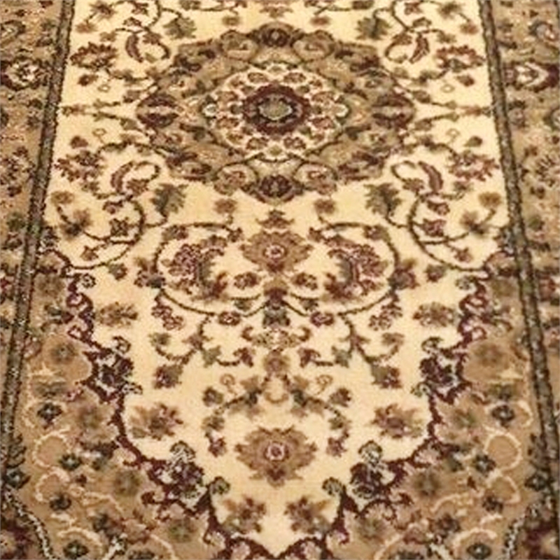 Multipurpose Style Olefin Medallion Motif Area Rug in Ivory - 3' x 15'