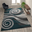Modern Swirl Design Olefin Area Rug - Turquoise White & Gray - 8' x 10'