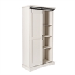 Farmhouse Storage Cabinet with Adjustable Shelves and Sliding Barn Door - White
