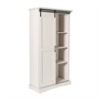 Farmhouse Storage Cabinet with Adjustable Shelves and Sliding Barn Door - White