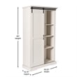 Farmhouse Storage Cabinet with Adjustable Shelves and Sliding Barn Door - White